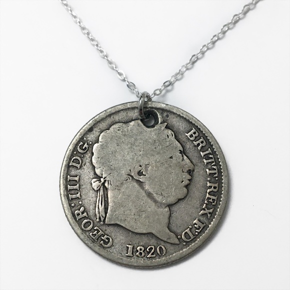 Jewelry - Antique 1820 Sterling Silver Coin Necklace — Sterling Silver Chain (18-inch)